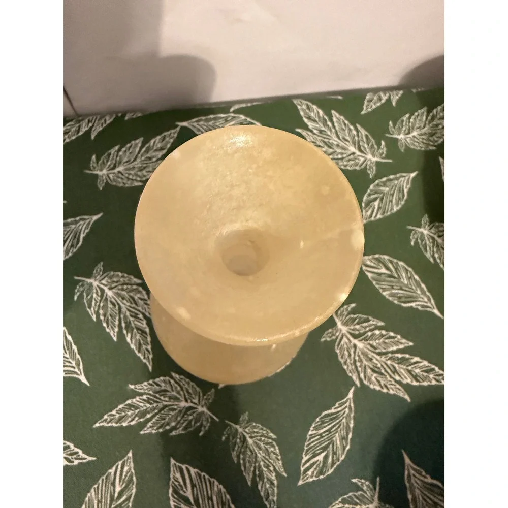 Vintage Genuine Alabaster Floral Rose Bud Vase Made in Italy Cream Stone 6.5in